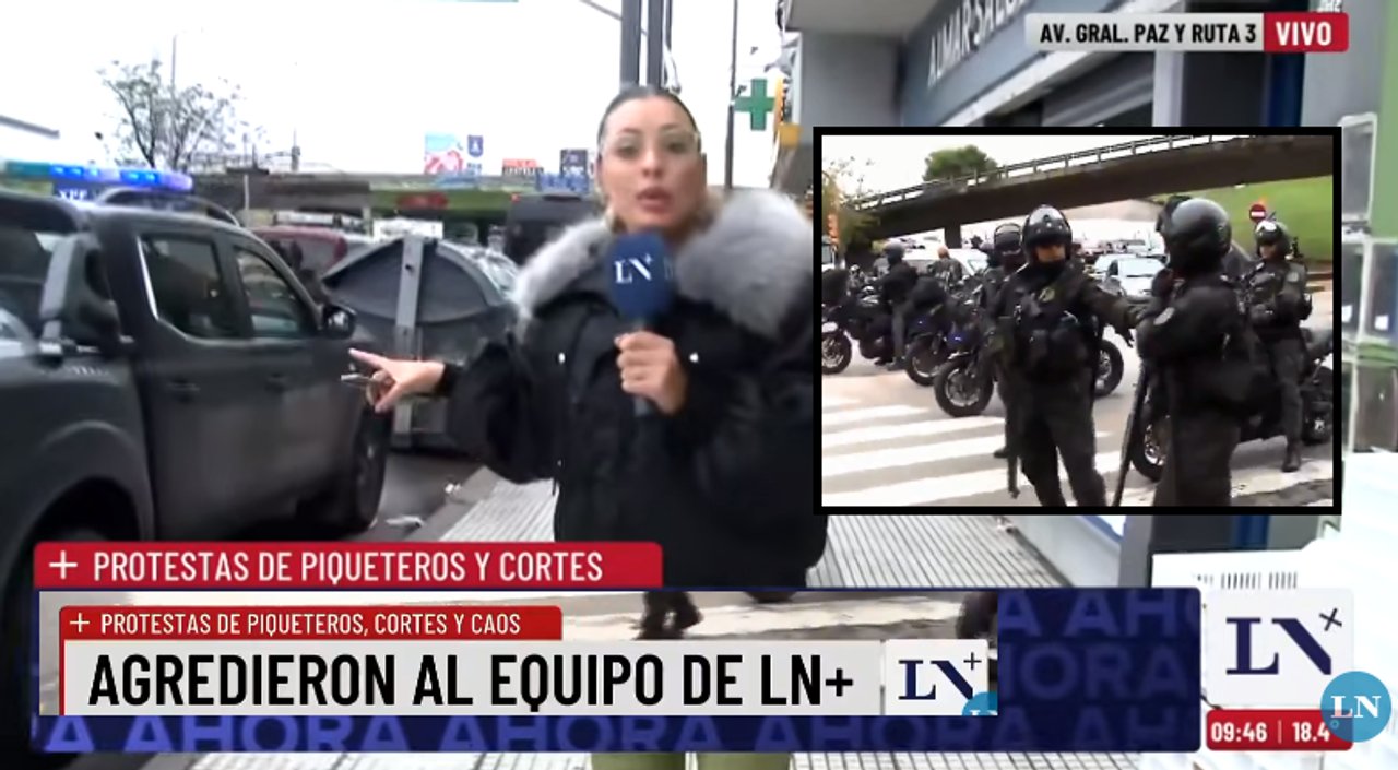 Imagen para el artículo: “Mostrá cómo nos pegan a los periodistas”: golpearon al equipo de La Nación+ en la marcha piquetera