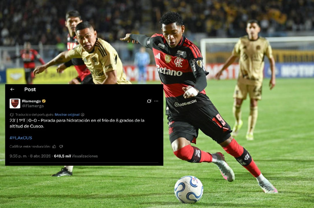 Imagen para el artículo: El palazo de Flamengo a la Conmebol por las pausas de rehidratación tras su debut en la altura de Cusco en la Copa Libertadores