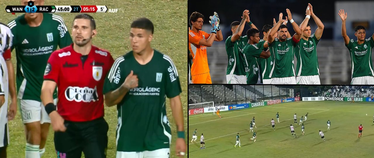 Imagen para el artículo: Insólito en Uruguay: Racing ganó un partidazo, quedó líder pero jugó un rato con 12 jugadores y le sacarán los puntos