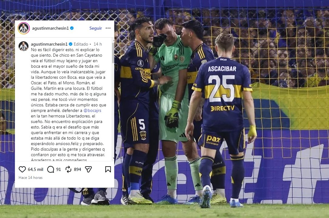 Imagen para el artículo: “Jugar la Libertadores con Boca era...”, el conmovedor posteo de Marchesiín tras su dura lesión