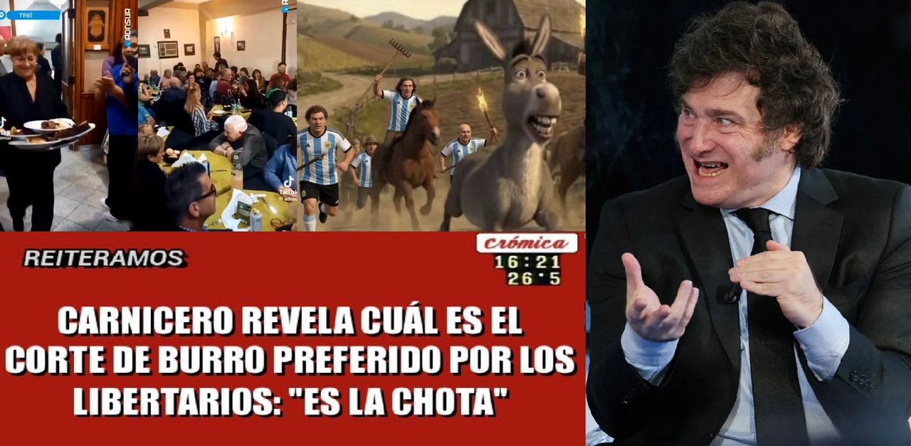 Imagen para el artículo: Iban a cobrar en dólares y están felices de comer carne de burro: los memes de la degustación