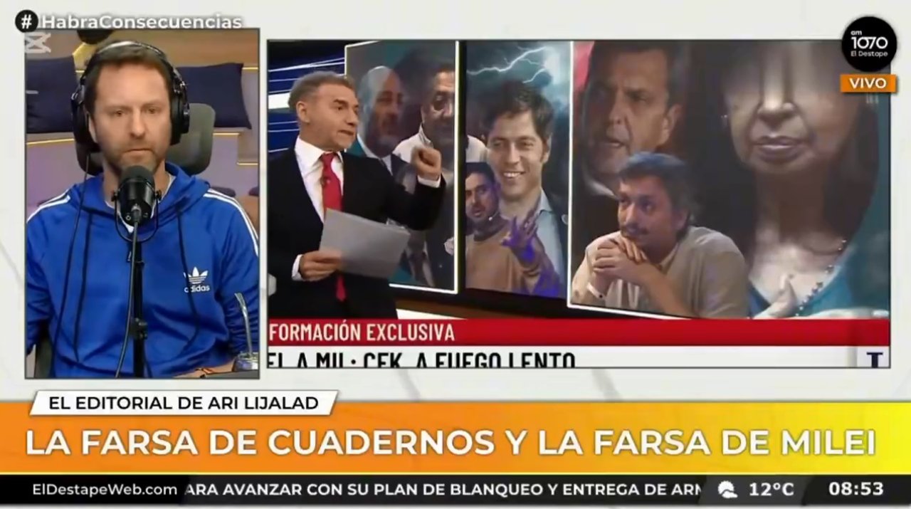 Imagen para el artículo: Se cae la ‘Causa Cuadernos' y Ari Lijalad acusó de “cómplices” a Luis Majul y Jonatan Viale