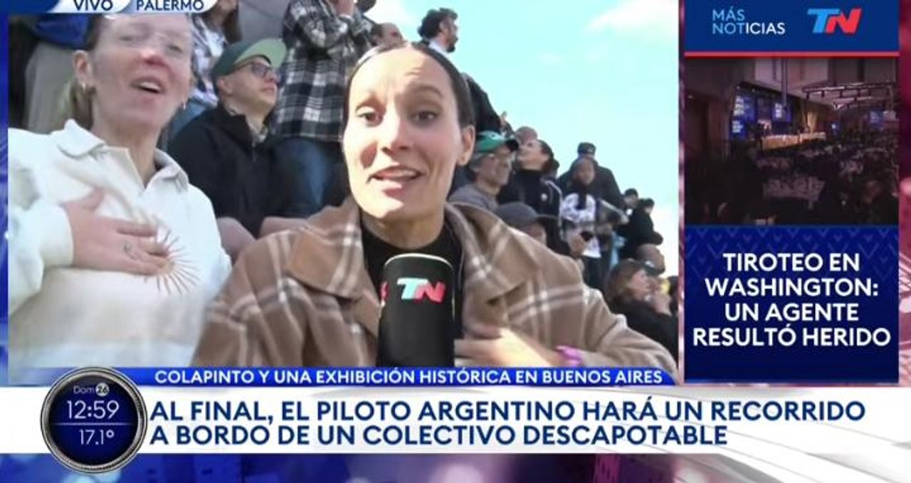 Imagen para el artículo: La notera de TN totalmente sacada al ver pasar a Colapinto: gritos, euforia y descontrol en el móvil