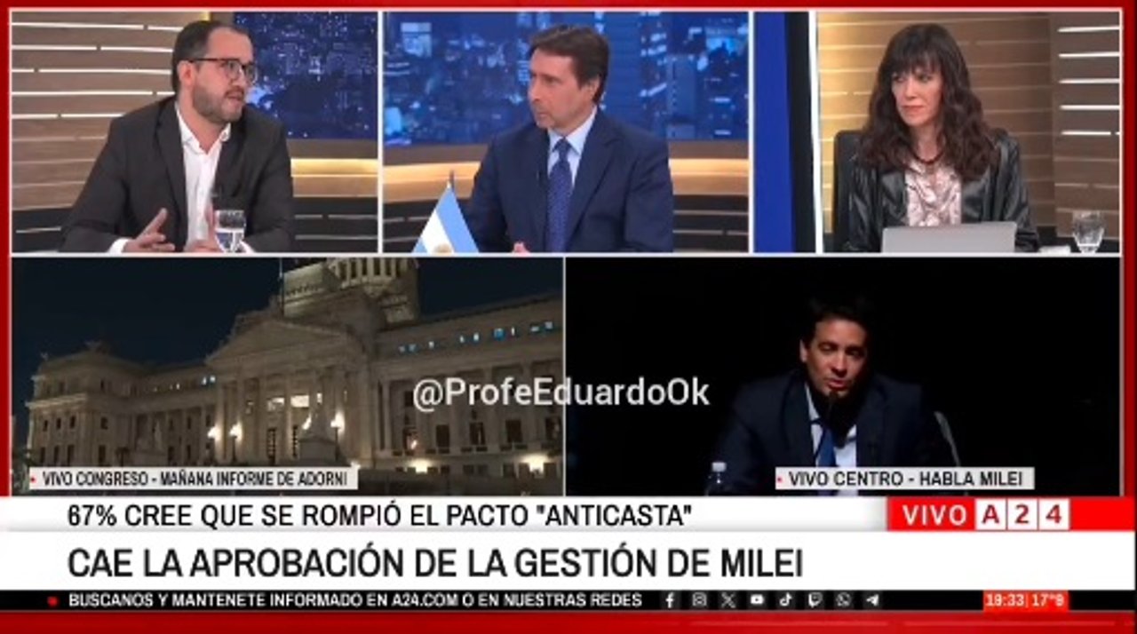 Imagen para el artículo: Adorni hunde al Gobierno: en el programa de Feinmann mostraron que el 67% cree que Milei dejó de luchar contra ‘la casta' y ahora es parte de ella