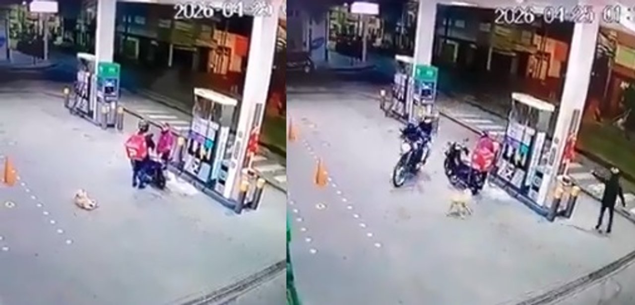 Imagen para el artículo: Impresionante video: le quisieron robar la moto mientras cargaba nafta y se defendió a los tiros