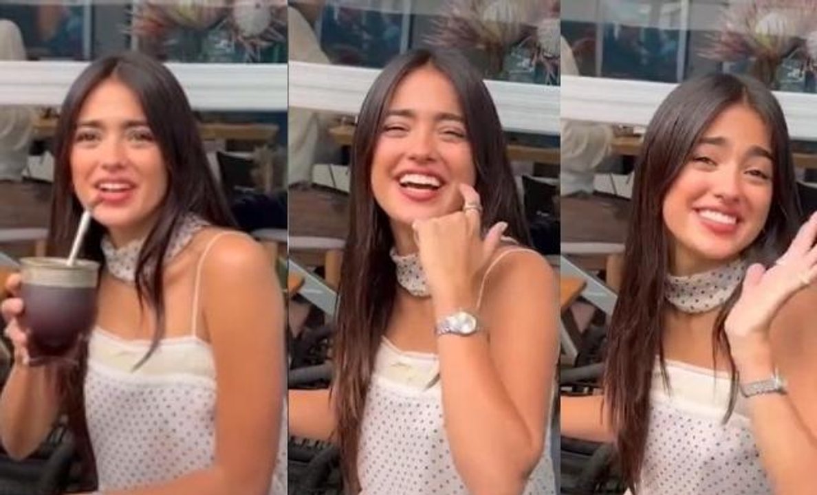 Imagen para el artículo: Tomaba mate y una fan la sorprendió: la reacción viral de la novia de Colapinto que explotó en redes