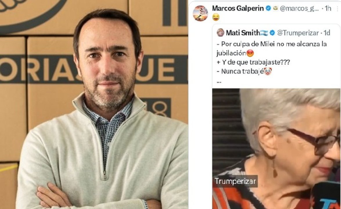 Imagen para el artículo: Repudio total: el posteo de Galperín en el que se burló de una jubilada que no llega a fin de mes “por culpa de Milei"