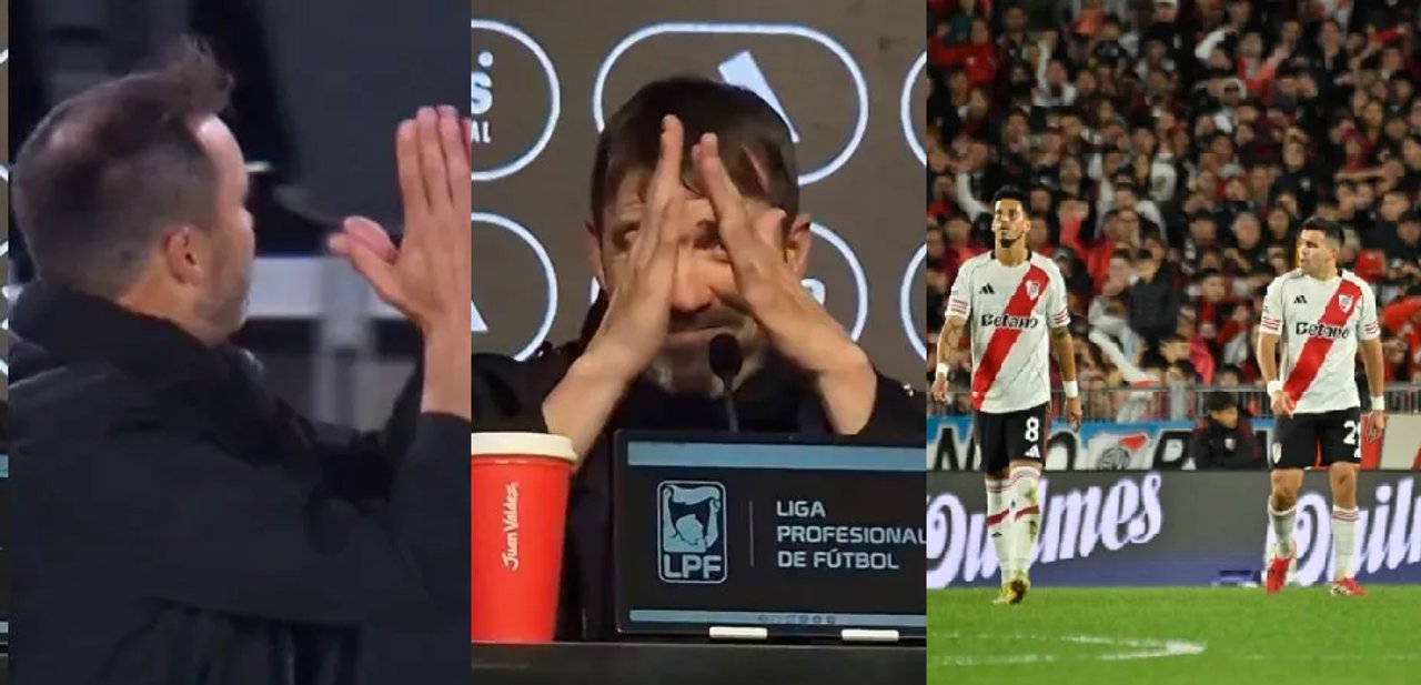 Imagen para el artículo: Los extraños gestos de Coudet durante la derrota de River por los que los hinchas reaccionaron