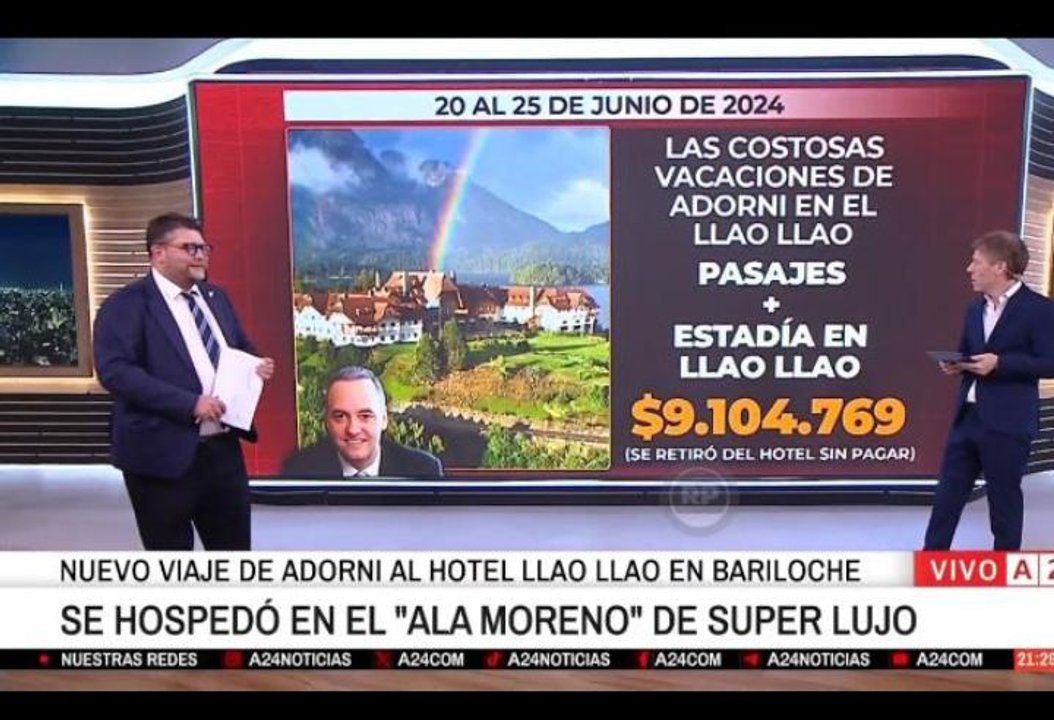 Imagen para el artículo: Wiñazki tiró un bombazo y contó que Adorni “se fue sin pagar” del lujoso hotel Llao Llao