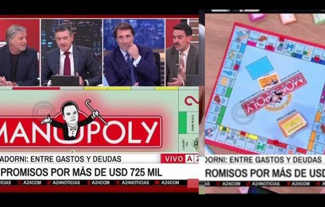 Imagen para el artículo: Desopilante: Feinmann y compañía jugaron en vivo al “Manúpoly, la ruta de los dólares de Adorni”, y estalló el estudio de A24