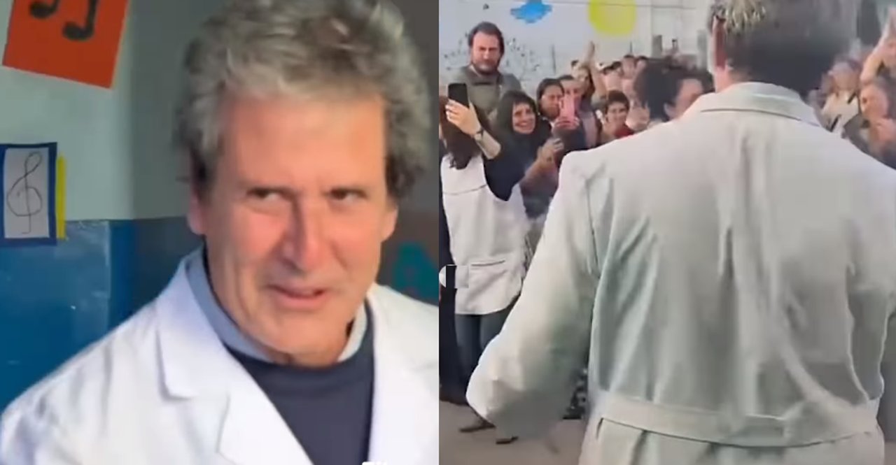 Imagen para el artículo: La emotiva despedida del director de una escuela primaria que se jubiló