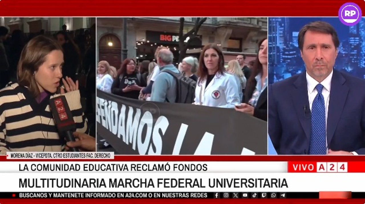 Imagen para el artículo: Feinmann quiso chicanear a una estudiante en la marcha pero volvió a quedar en ridículo