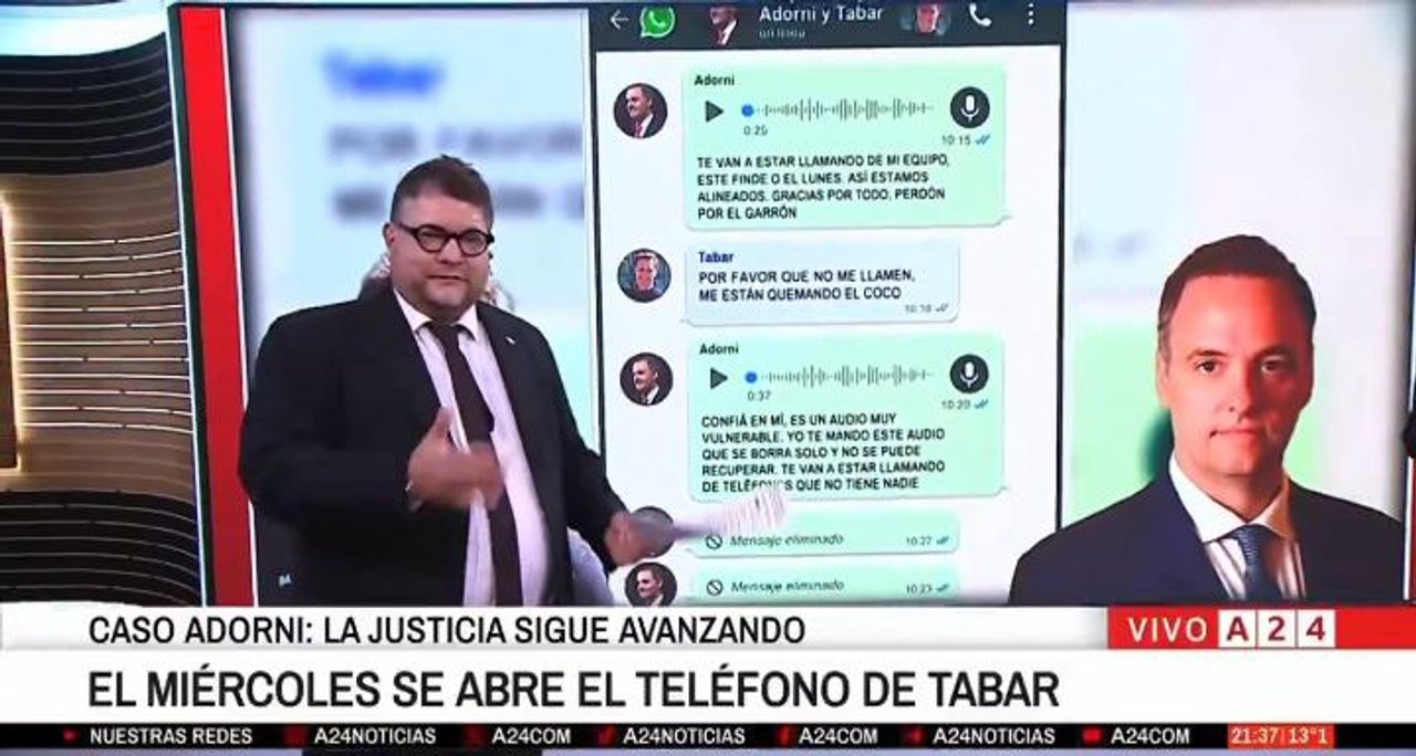 Imagen para el artículo: “Por favor, no me llamen, me estás comiendo el coco": filtran los escandalosos chats del contratista Tabar y Wiñaski hundió a Adorni