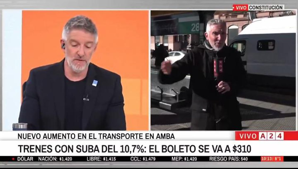 Imagen para el artículo: Fuerte momento en A24: Novaresio quiso justificar el tarifazo en el transporte y el cronista le respondió sin vueltas