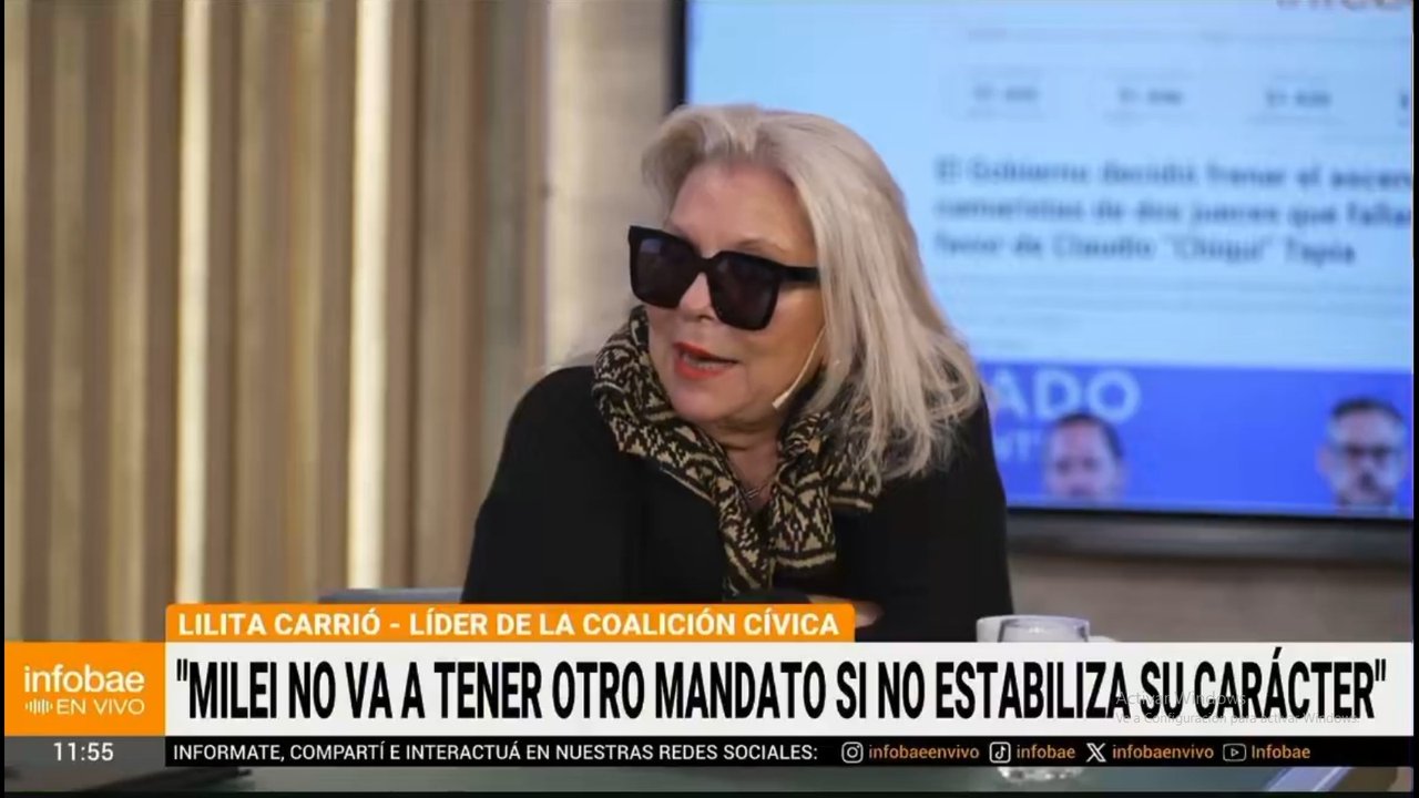 Imagen para el artículo: Lilita Carrió: “Milei no va a reelegir porque su carácter lo está destruyendo”