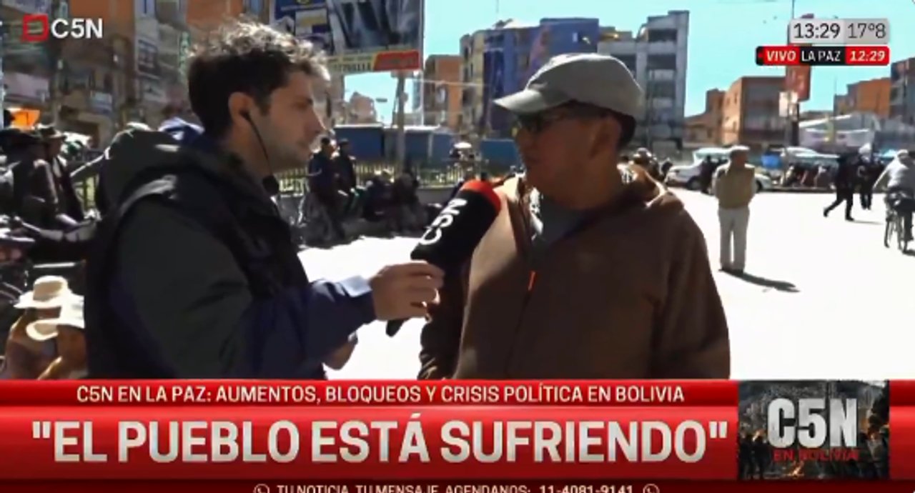 Imagen para el artículo: Manifestante boliviano al presidente: “Esto no es Perú o Argentina que lo van a aguantar. Que renuncie”