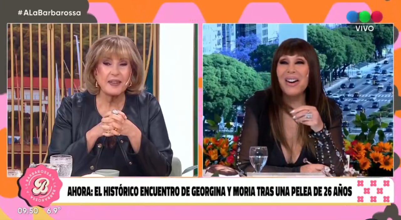 Imagen para el artículo: El histórico reencuentro de Moria Casán y Georgina Barbarossa a través de la pantalla de dos canales a la vez