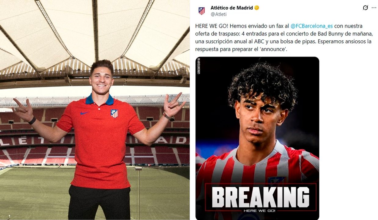 Imagen para el artículo: Inédito: Atlético de Madrid se burló en sus redes de Barcelona por la irrisoria oferta por Julián Álvarez