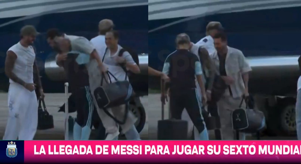 Imagen para el artículo: ¡Le hizo upa!: los memes del abrazo de Marito a Messi al llegar Kansas