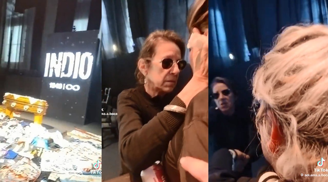 Imagen para el artículo: Hermoso viral: Viru Solari, la mujer del Indio, consolando a una fanática que se quebró en pleno velorio