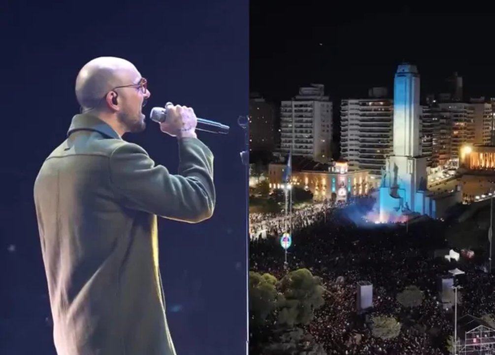 Imagen para el artículo: Abel Pintos volvió a homenajear al Indio Solari cantando ‘Ji ji ji‘ en el Monumento a la Bandera de Rosario