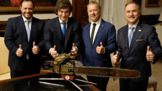 Imagen para el artículo: Reapareció Demian Reidel en una reunión de Milei con visitantes estadounidenses