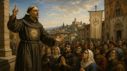 Imagen para el artículo: San Bernardino de Siena, el incansable predicador de la paz y el Santo Nombre de Jesús