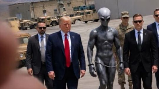 Imagen para el artículo: Trump y la imagen del “alienígena esposado” que desató polémica y teorías en redes sociales