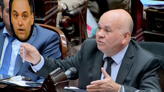 Imagen para el artículo: Leiva llevó una careta de Adorni al Congreso y lo llamó “el mayor delincuente de este Gobierno”