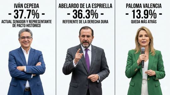 Imagen para el artículo: Encuesta en Colombia: Cepeda y De la Espriella lideran la intención de voto hacia la primera vuelta