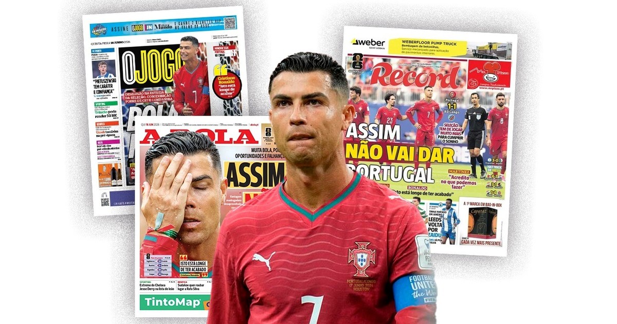 Imagen para el artículo: Los diarios portugueses, críticos con Cristiano Ronaldo y el equipo tras el empate con RD Congo